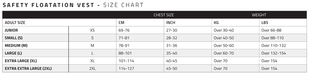 PFD-sizechart